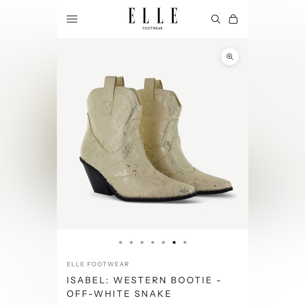 Elle Off-White & Metallic Snake Ankle Booties